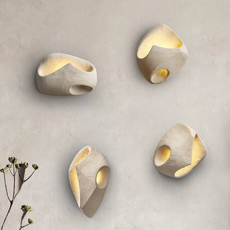 Applique Murale en Béton Wabi-Sabi - Lumière LED Douce pour Ambiance Apaisante