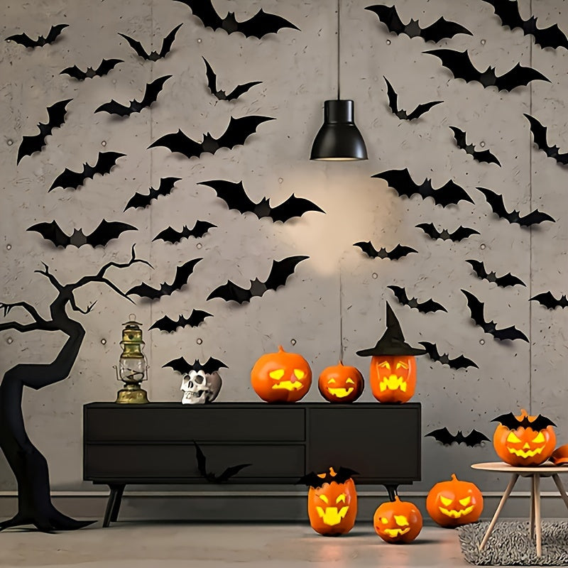 Autocollants Muraux de Chauves-Souris 3D - Décoration Halloween Effrayante et Réutilisable