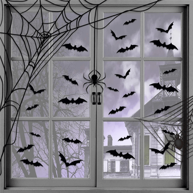 Autocollants Muraux de Chauves-Souris 3D - Décoration Halloween Effrayante et Réutilisable