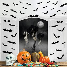 Autocollants Muraux de Chauves-Souris 3D - Décoration Halloween Effrayante et Réutilisable