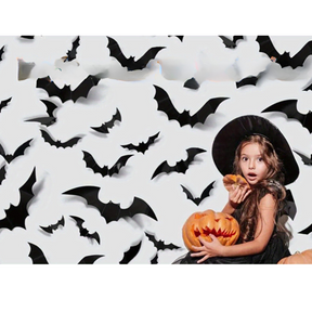 Autocollants Muraux de Chauves-Souris 3D - Décoration Halloween Effrayante et Réutilisable