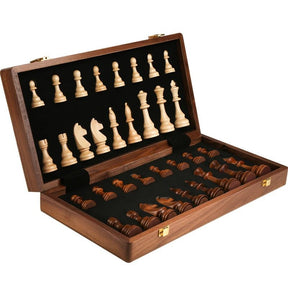 Ensemble d'échecs en Bois Pliable | Artisanat Élégant et Portable