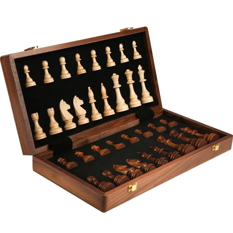 Ensemble d'échecs en Bois Pliable | Artisanat Élégant et Portable