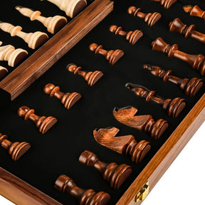 Ensemble d'échecs en Bois Pliable | Artisanat Élégant et Portable