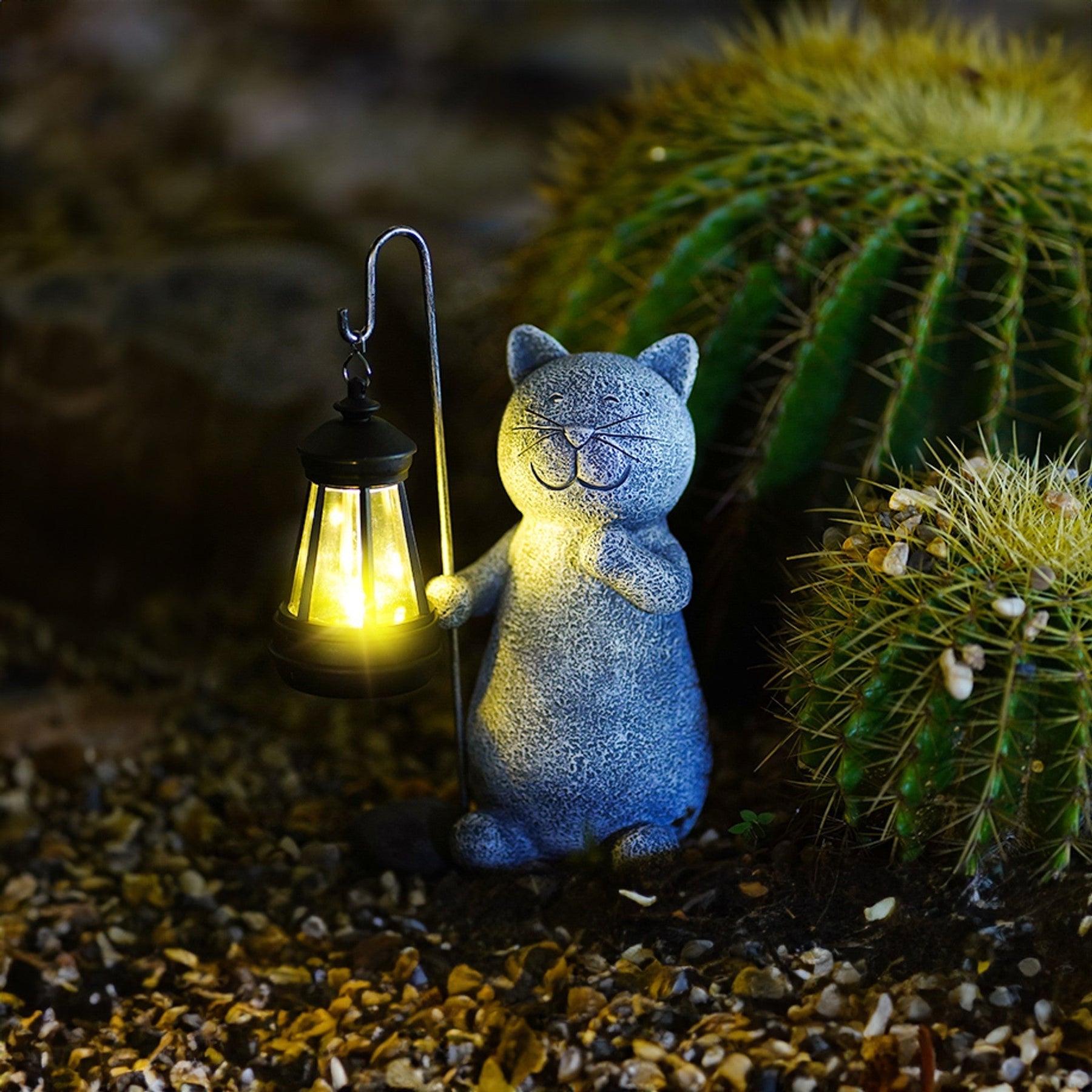 Lampe Solaire Chat Doré - Éclairez Votre Jardin avec Magie