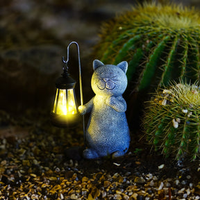 Lampe Solaire Chat Doré - Éclairez Votre Jardin avec Magie