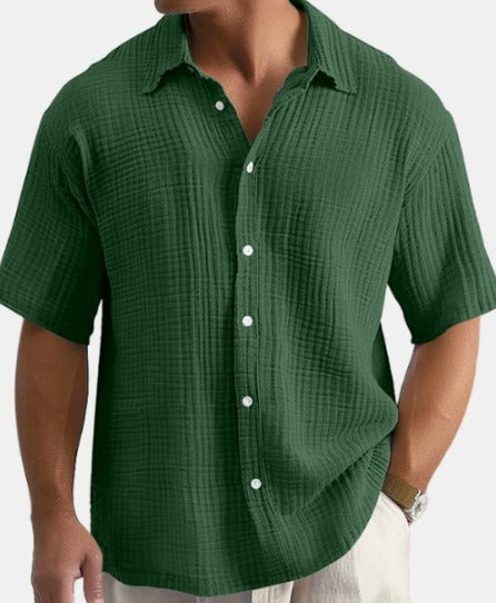 Chemise Waffle Olive pour Hommes - Élégance Décontractée et Confort Optimal