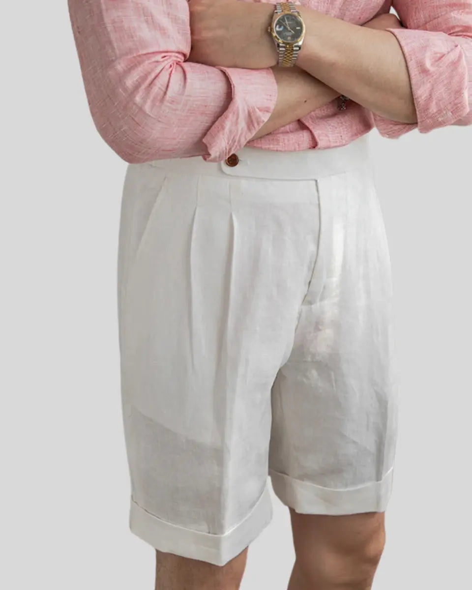 Shorts en Lin Blanc Chic - Élégance et Confort pour Été