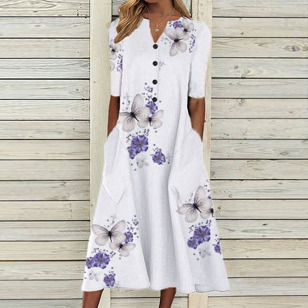 Robe d'été à Motif Floral - Style Élégant et Confortable