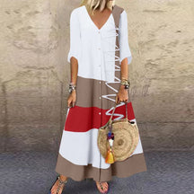 Robe Longue à Rayures pour Femmes - Élégante et Confortable pour Événements