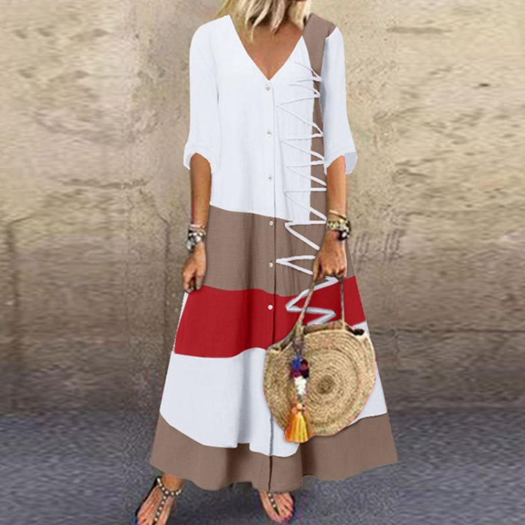 Robe Longue à Rayures pour Femmes - Élégante et Confortable pour Événements