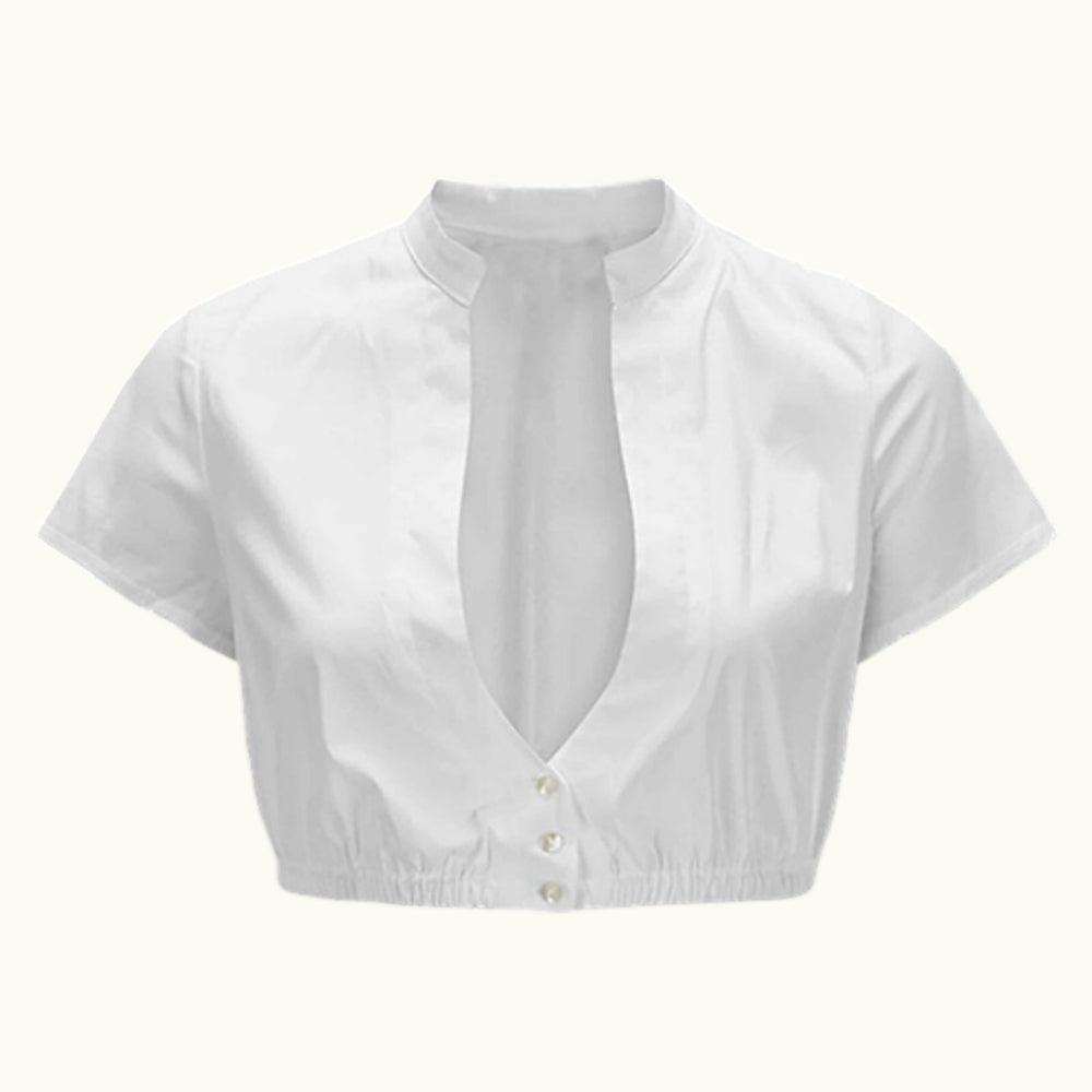 Blouse Dirndl Blanche à Manches Courtes - Haut Traditionnel Élégant pour Oktoberfest