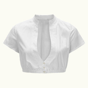 Blouse Dirndl Blanche à Manches Courtes - Haut Traditionnel Élégant pour Oktoberfest