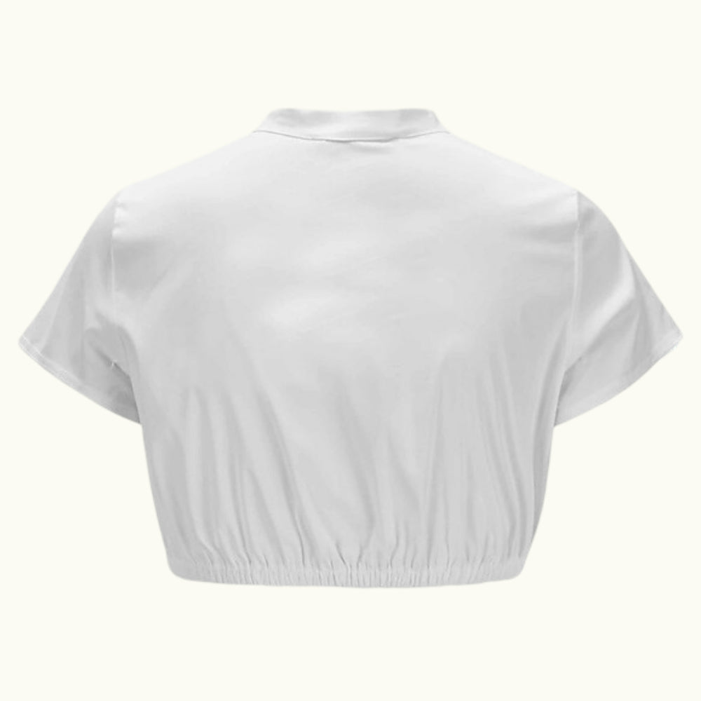 Blouse Dirndl Blanche à Manches Courtes - Haut Traditionnel Élégant pour Oktoberfest