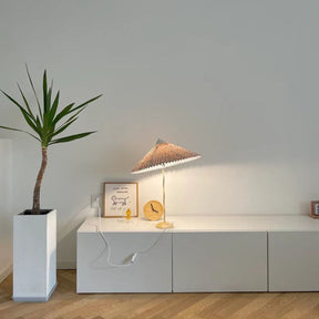 Lampe de Table Élégante - Abat-Jour Plissé et Fini à la Main