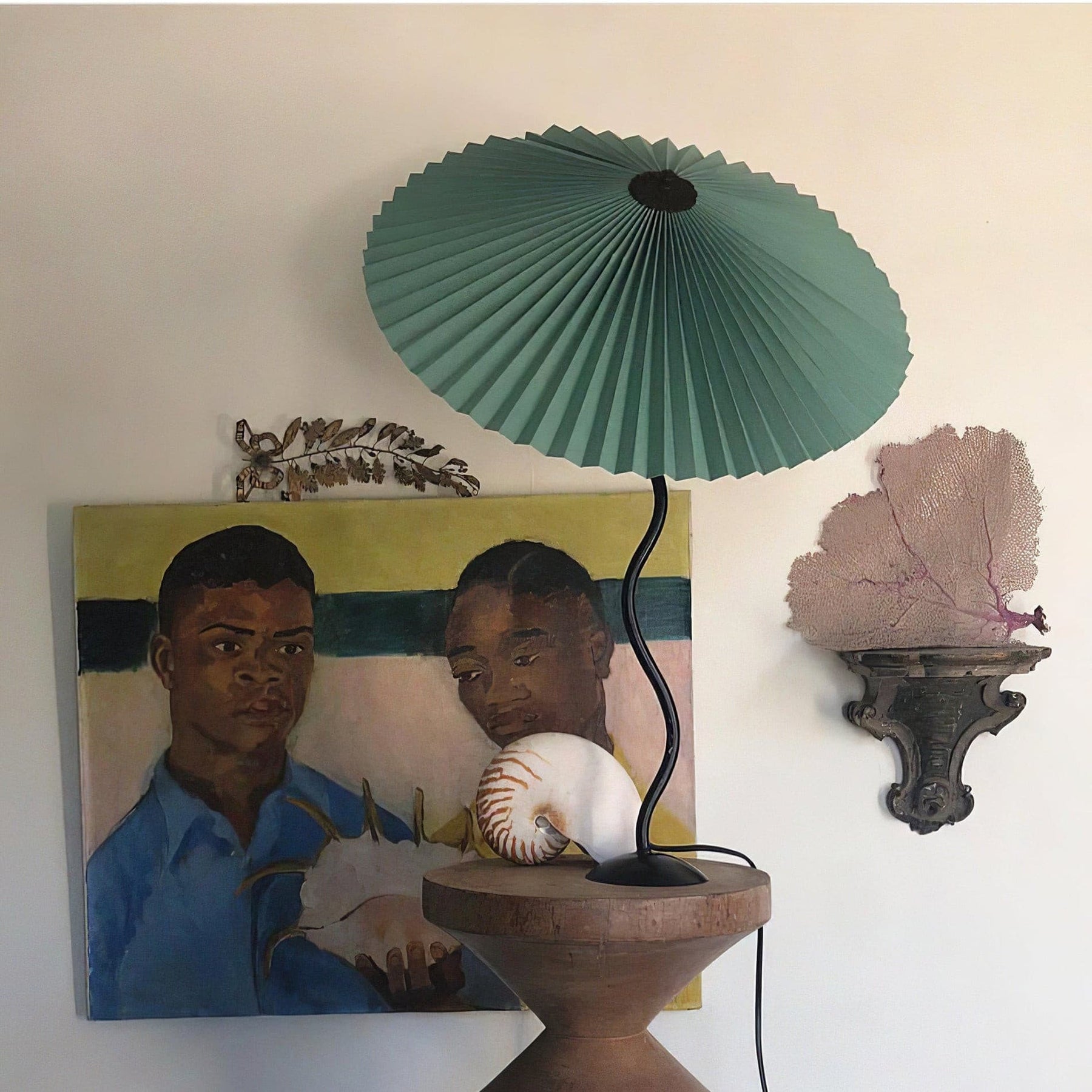 Lampe de Table Élégante - Abat-Jour Plissé et Fini à la Main