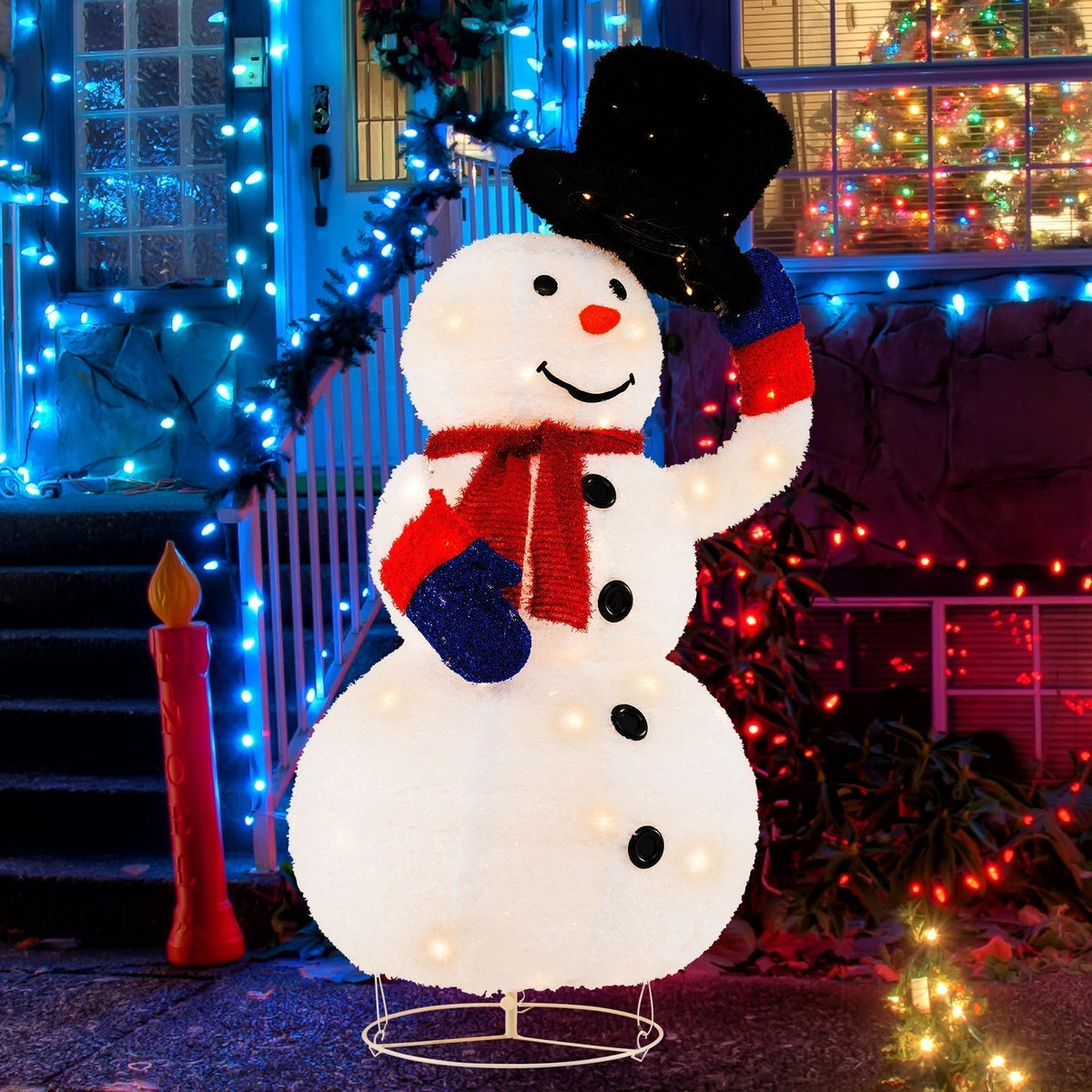 Bonhomme de Neige Lumineux de Noël - 120 Lumières LED et Fonction Minuterie