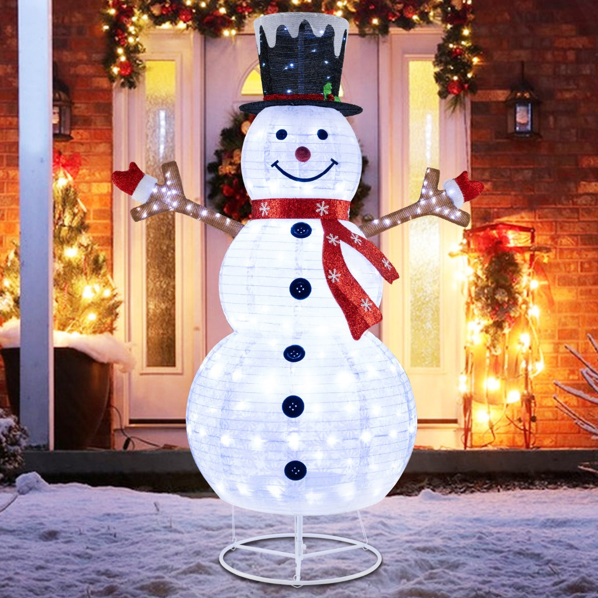Bonhomme de Neige Lumineux - Décoration Festive pour Jardin ou Porche