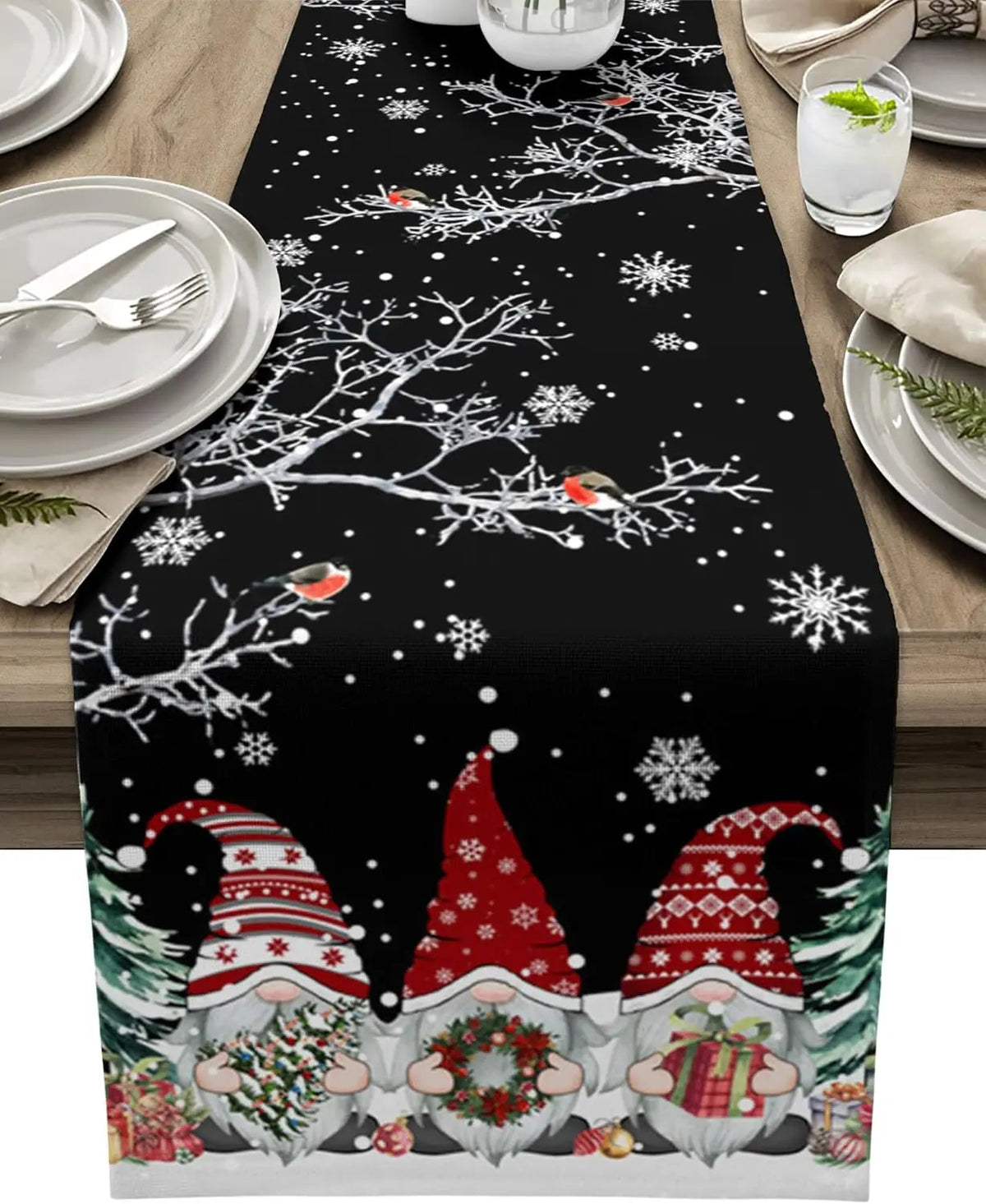 Chemin de Table de Noël - Design Flocon de Neige Élégant