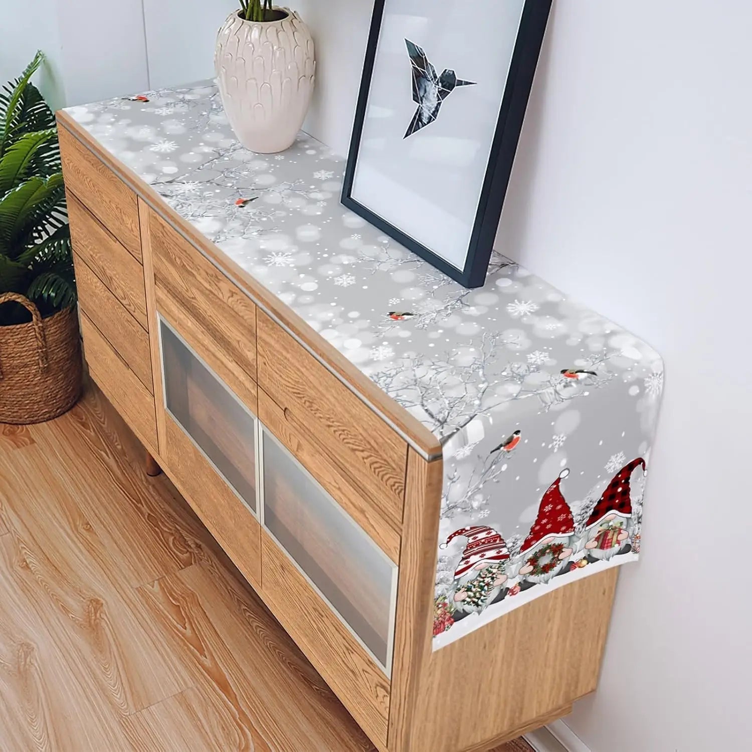 Chemin de Table de Noël - Design Flocon de Neige Élégant