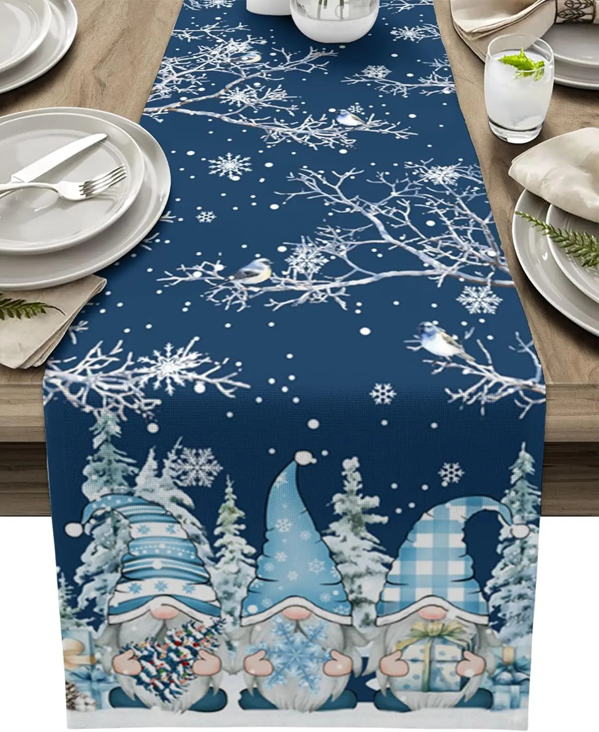 Chemin de Table de Noël - Design Flocon de Neige Élégant