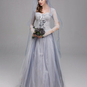 Robe de Mariée Gothique - Élégance Effrayante en Dentelle et Tulle