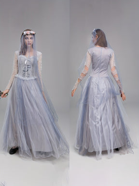 Robe de Mariée Gothique - Élégance Effrayante en Dentelle et Tulle