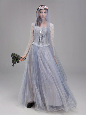 Robe de Mariée Gothique - Élégance Effrayante en Dentelle et Tulle