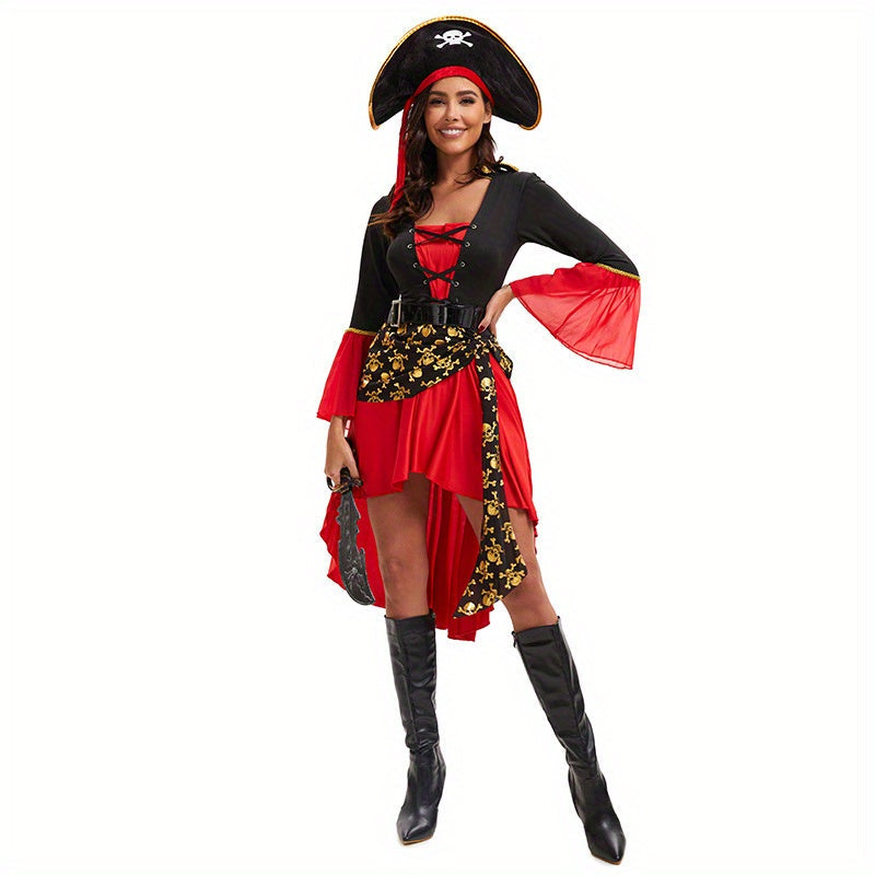 Robe de Pirate Femme Halloween - Manches Longues et Détails à Lacets