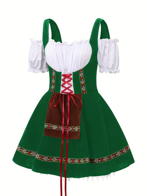 Robe de Costume Halloween Grande Taille - Élégance Bavaroise à Manches Bouffantes
