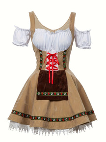 Robe de Costume Halloween Grande Taille - Élégance Bavaroise à Manches Bouffantes