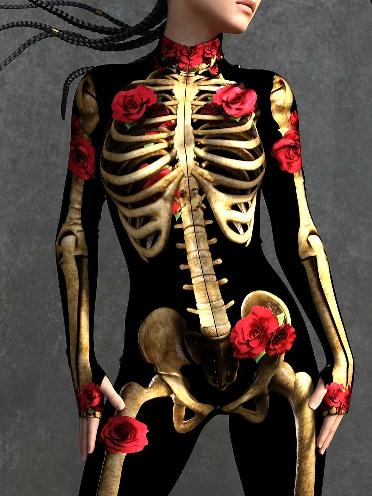 Costume Halloween Squelette Femme - Combinaison Ajustée et Confortable
