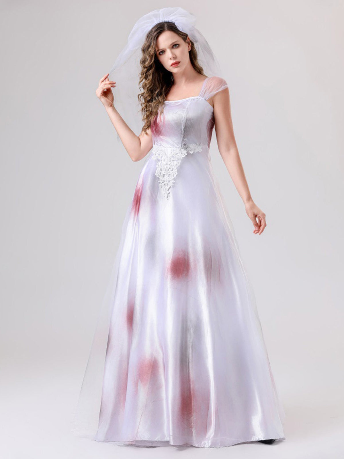 Robe de Mariée Cadavérique Halloween - Design Effrayant et Silhouette Maxi