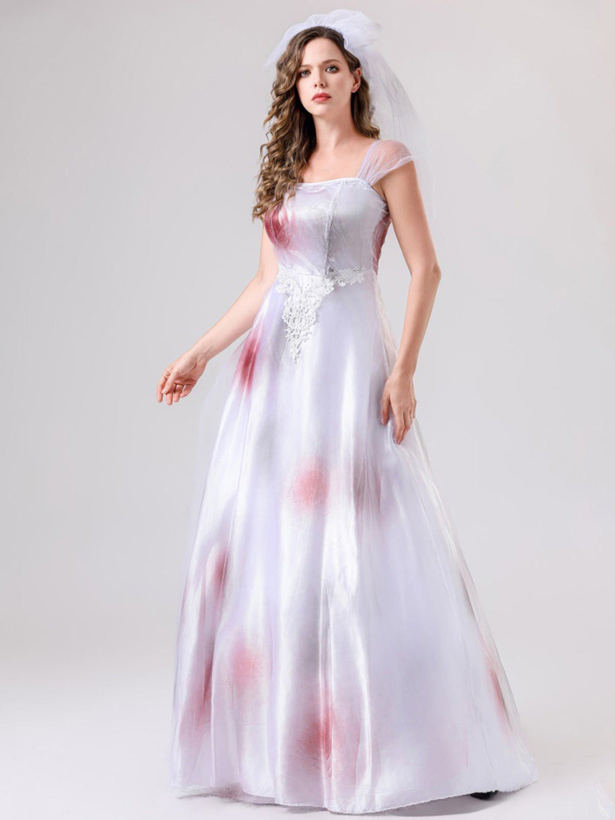 Robe de Mariée Cadavérique Halloween - Design Effrayant et Silhouette Maxi
