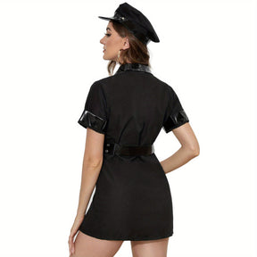 Costume d'Halloween Sexy de Police - Robe Courte et Ceinture Flattante