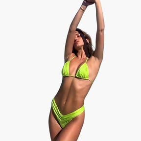 Maillot deux pièces nylon réglable découpe haute moderne femme