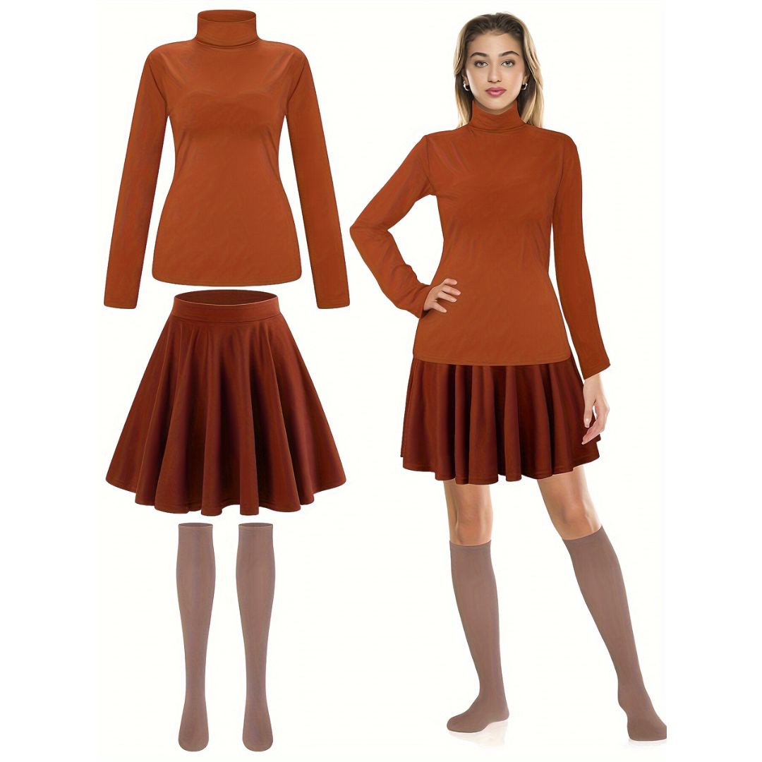 Costume d'Halloween pour Femmes - Ensemble Élégant avec Mini Jupe et Manches Longues