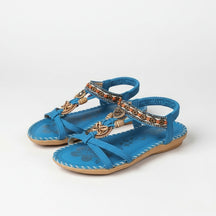 Sandales plates perlées bout ouvert slip-on accents perles décoratives femme