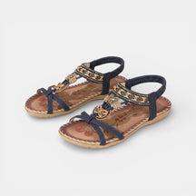 Sandales plates perlées bout ouvert slip-on accents perles décoratives femme