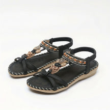 Sandales plates perlées bout ouvert slip-on accents perles décoratives femme