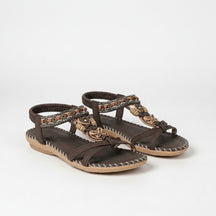 Sandales plates perlées bout ouvert slip-on accents perles décoratives femme
