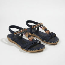 Sandales plates perlées bout ouvert slip-on accents perles décoratives femme