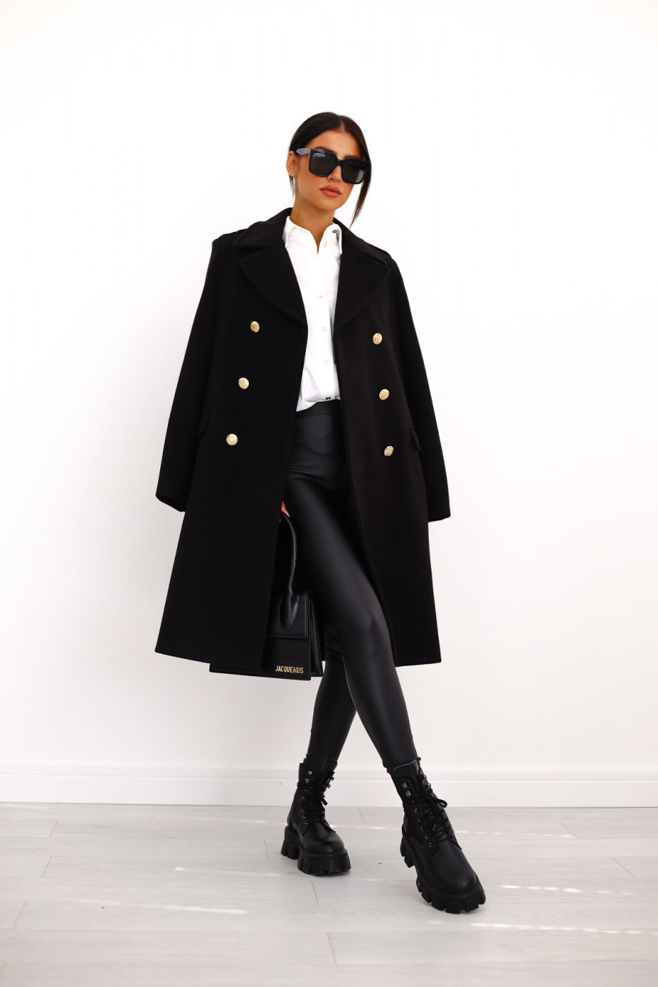 Manteau Long en Laine pour Femmes - Style Élégant avec Revers Large
