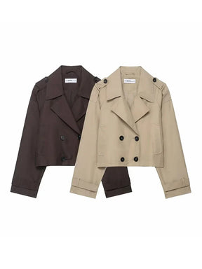 Manteau Trench Femme Élégant - Double Boutonnage et Poches Pratiques