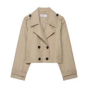 Manteau Trench Femme Élégant - Double Boutonnage et Poches Pratiques