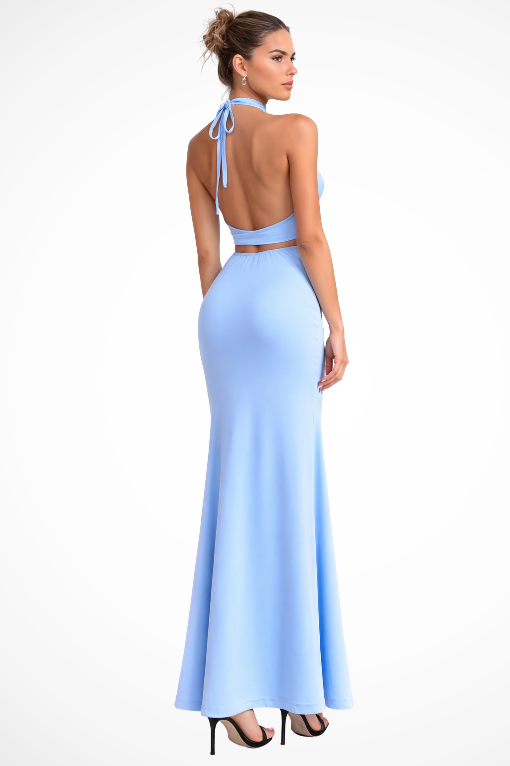 Robe Maxi Élégante pour Femmes | Design à Col Halter Drapé