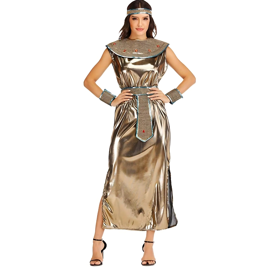 Robe de Costume Cléopâtre pour Femmes - Élégance Royale avec Accessoires Scintillants