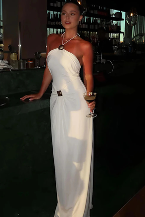 Robe Maxi Halter Élégante | Idéale pour Mariages d'Été