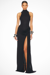 Elegant Maxi Evening Dress | Sleeveless High Neck Design