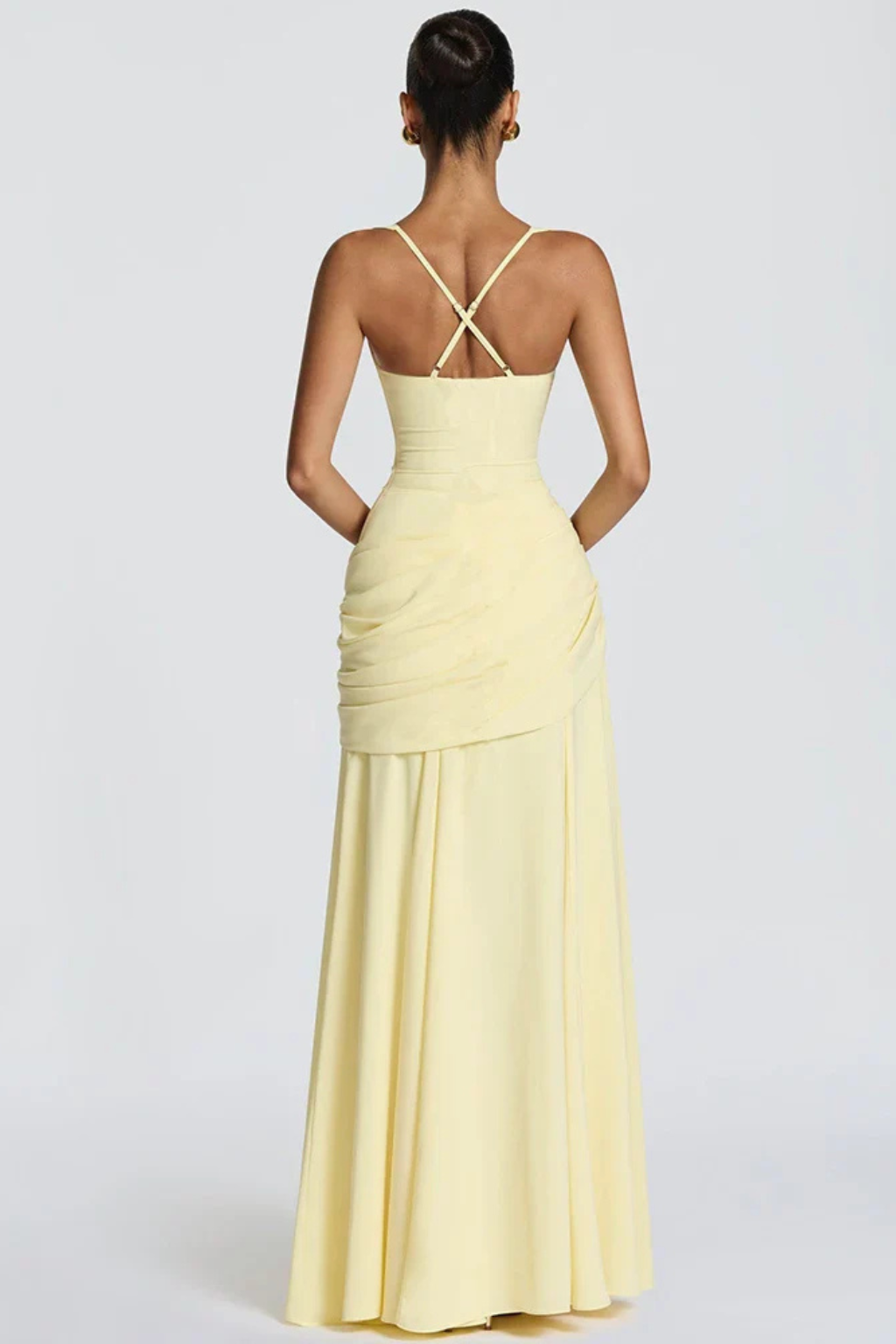 Women's Elegant Square Neck Maxi Dress | Ruched Evening Occasion Dress